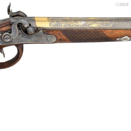 A 24 BORE GERMAN D.B. PERCUSSION SPORTING GUN BY RIEGER^ MUN...