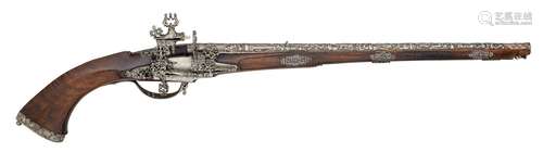 Ⓦ A 54 BORE COMPOSITE MIQUELET-LOCK CARBINE WITH GERMAN BARR...