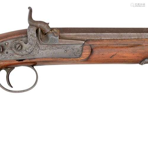 AN 18 BORE PERCUSSION OFFICER~S PISTOL BY COOPER^ STOCKTON^ ...