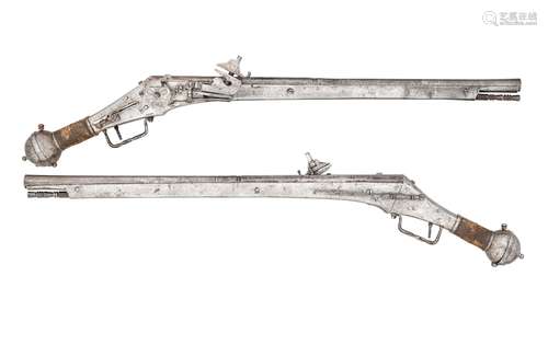 ‡ A RARE PAIR OF 54-BORE GERMAN WHEEL-LOCK BELT PISTOLS OF E...