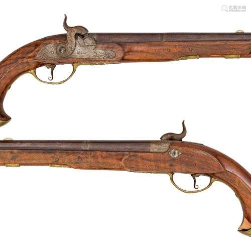 PAIR OF 25 BORE GERMAN (HESSE) PERCUSSION PISTOLS BY C. DELP...