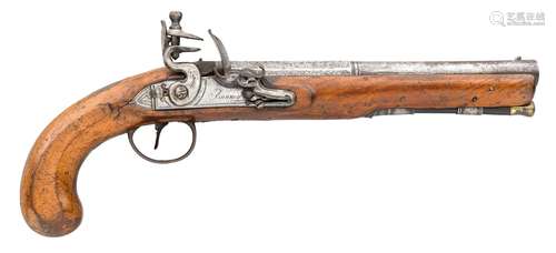 Ⓦ A 20 BORE FLINTLOCK HOLSTER PISTOL BY BUNNEY^ LONDON^ CIRC...