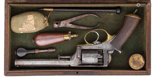 Ⓦ A CASED 54 BORE DEANE-ADAMS 1851 MODEL FIVE-SHOT SELF-COCK...