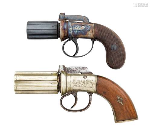 Ⓦ A 140 BORE SIX-SHOT PERCUSSION BAR-HAMMER PEPPERBOX REVOLV...