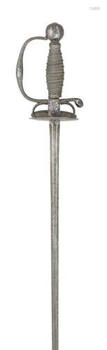 Ⓦ A SMALL-SWORD WITH SILVER-ENCRUSTED IRON HILT^ CIRCA 1690^...