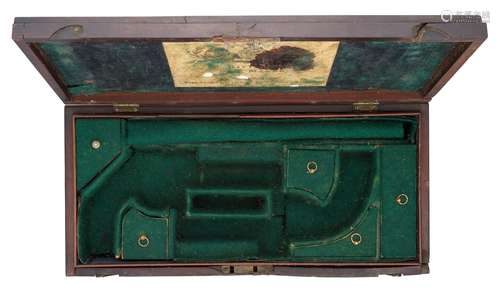 Ⓦ A MAHOGANY CASE FOR A PAIR OF FLINTLOCK DUELLING PISTOLS^ ...