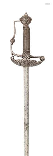 Ⓦ AN ENGLISH DISH-HILT RAPIER^ CIRCA 1660