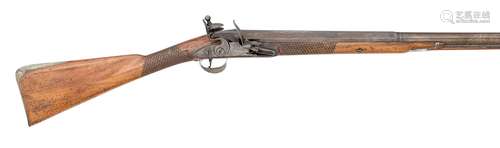 Ⓦ A 12 BORE SILVER-MOUNTED FLINTLOCK SPORTING GUN BY HARRISO...