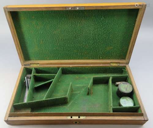 Ⓦ AN OAK CASE FOR A PERCUSSION REVOLVER^ THIRD QUARTER OF TH...