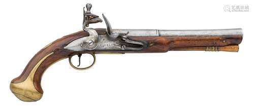 Ⓦ AN 18 BORE FLINTLOCK HOLSTER PISTOL BY BARBAR^ CIRCA 1770