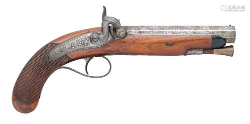 Ⓦ A 15 BORE PERCUSSION BELT PISTOL BY MOORE AND WOODWARD^ 64...