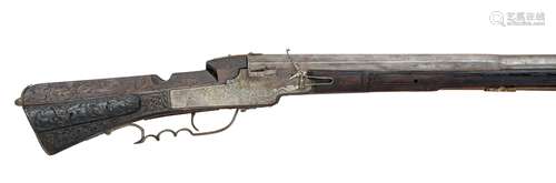 Ⓦ AN UNUSUAL 13 BORE GERMAN BACK-STRIKING MATCHLOCK GUN^ THI...