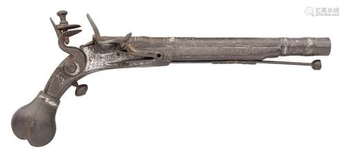 Ⓦ A RARE 22 BORE EAST SCOTTISH FLINTLOCK BELT PISTOL FORMED ...