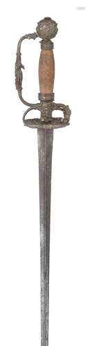 Ⓦ A SMALL-SWORD WITH HIGHLY DECORATED BRASS HILT^ THIRD QUAR...