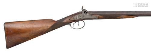 Ⓦ A 16 BORE D.B. PERCUSSION SPORTING GUN BY JOSEPH MANTON^ N...