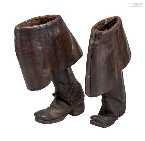 Ⓦ A PAIR OF ENGLISH HORSEMAN~S BOOTS^ CIRCA 1700