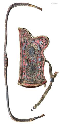 Ⓦ A RARE OTTOMAN QUIVER AND BOW^ EARLY 18TH CENTURY