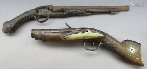 Ⓦ A BALKAN FLINTLOCK BLUNDERBUSS AND THE BARREL^ STOCK AND A...