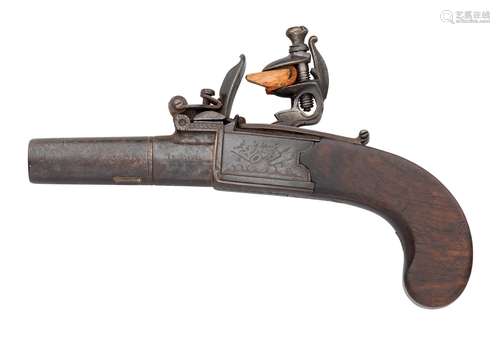 Ⓦ AN 80 BORE FLINTLOCK MUFF PISTOL BY D. EGG^ CIRCA 1790