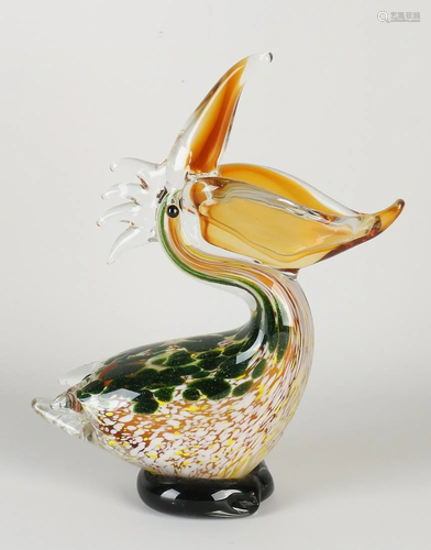 Murano style modern glass pelican. Second half of the