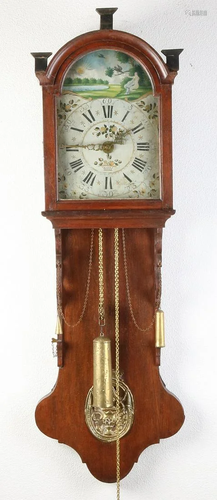 Early 19th century oak Frisian tail clock with alarm