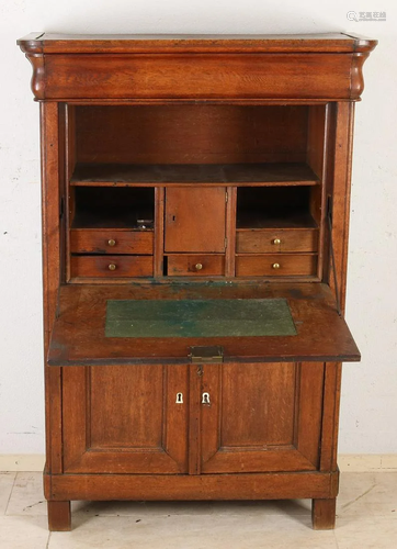 Antique Dutch oak farmers secretary. Circa 1840.