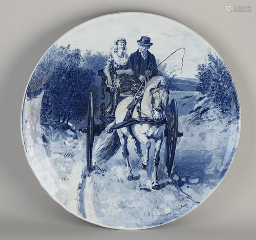 Very large antique Delft wall dish after Otto Eerelman.