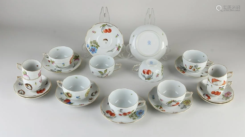 Lot Herend porcelain cups and saucers with rare decor