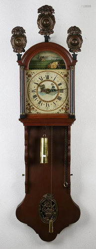 19th century Frisian oak tail clock with alarm and