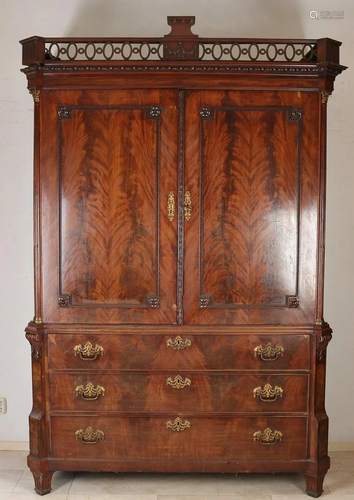 Dutch mahogany Louis Seize linen cabinet. 18th century.