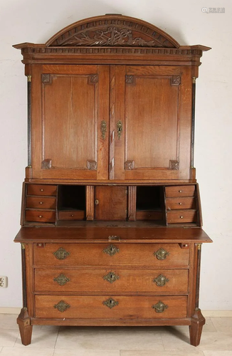 18th century Drenthe oak writing cabinet with original