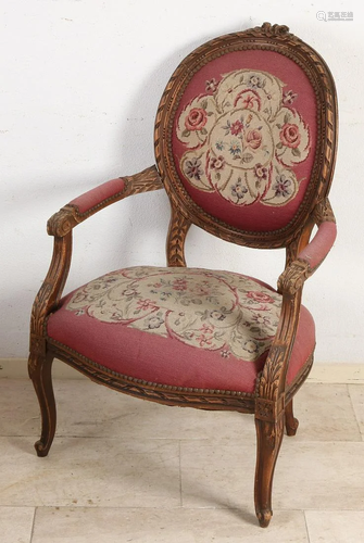 Louis Seize style armchair with floral Petit Point