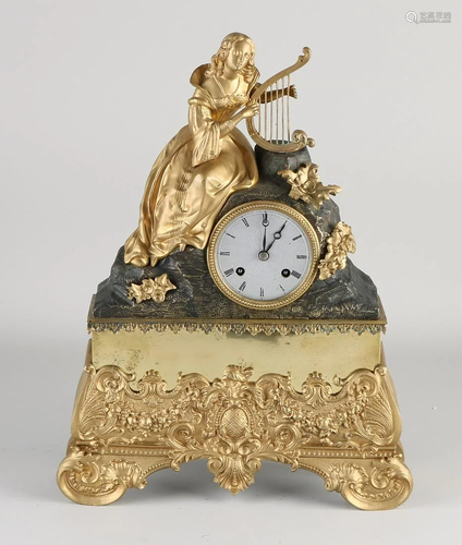 Antique French bronze gilt Charles Dix mantel clock.