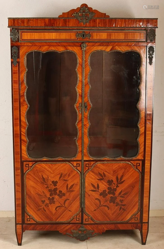 19th century French rosewood display cabinet with band