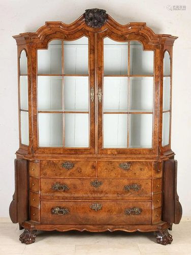 Rare 18th century Dutch burr walnut display cabinet.