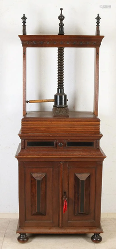 17th - 18th century oak Dutch renaissance linen press.