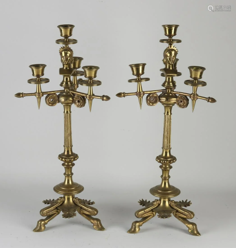 Two 19th century French bronze candlesticks with