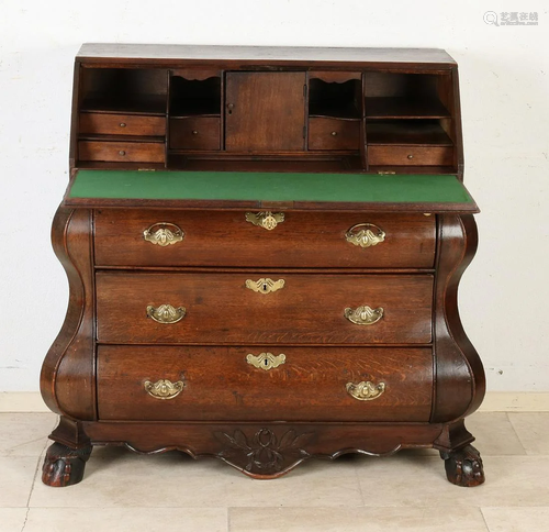 Dutch 18th century oak double curved baroque secretary.