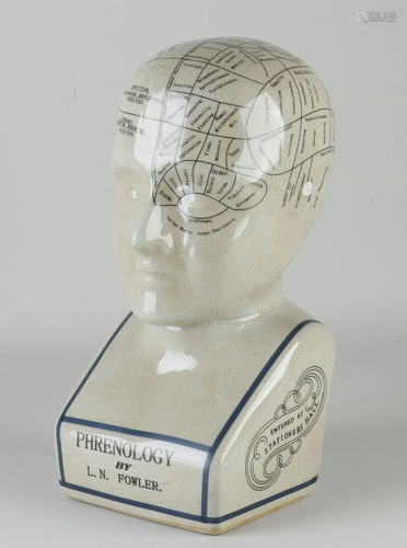 Medical bust of porcelain 'Phrenology'. By LN Fowler.