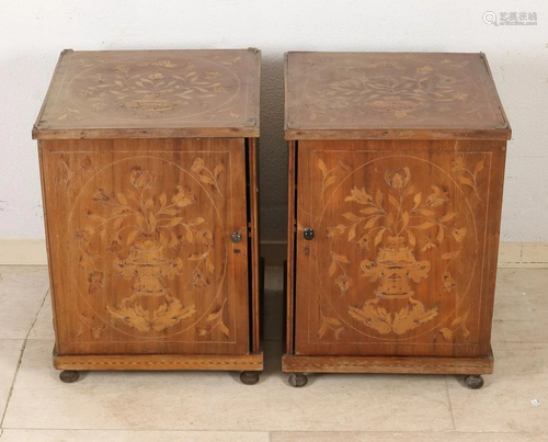 Two 19th century Dutch bedside tables with floral