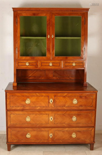 German walnut Louis Seize display cabinet. Marquetry