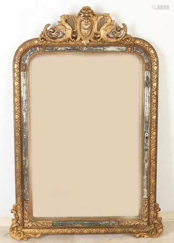 19th century gilt stucco hall mirror with dragon crown.