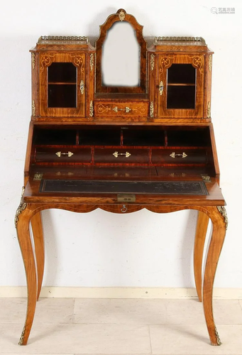 Two-piece antique burr walnut ladies' secretary with