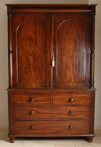 19th century English mahogany cabinet with arched