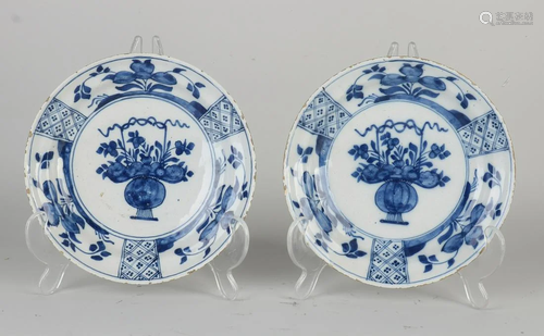 Two 18th century Dutch Delft fayence porridge plates