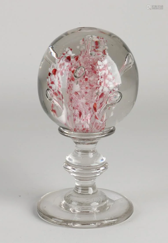 Mouth-blown glass wig ball. Possibly Leerdam. 20th