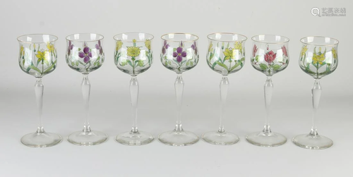 Seven rare antique German Theresienthal glasses with