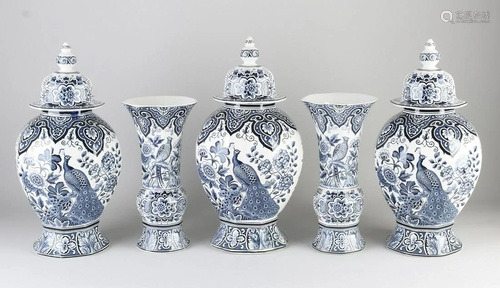 Antique Dutch Delft fayence garniture. Circa 1900.