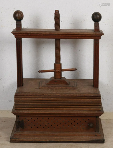 Small 18th century oak linen press with wrought iron