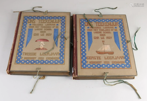 Two Chris Le Roy Art Deco drawing books. D. Noordhoff